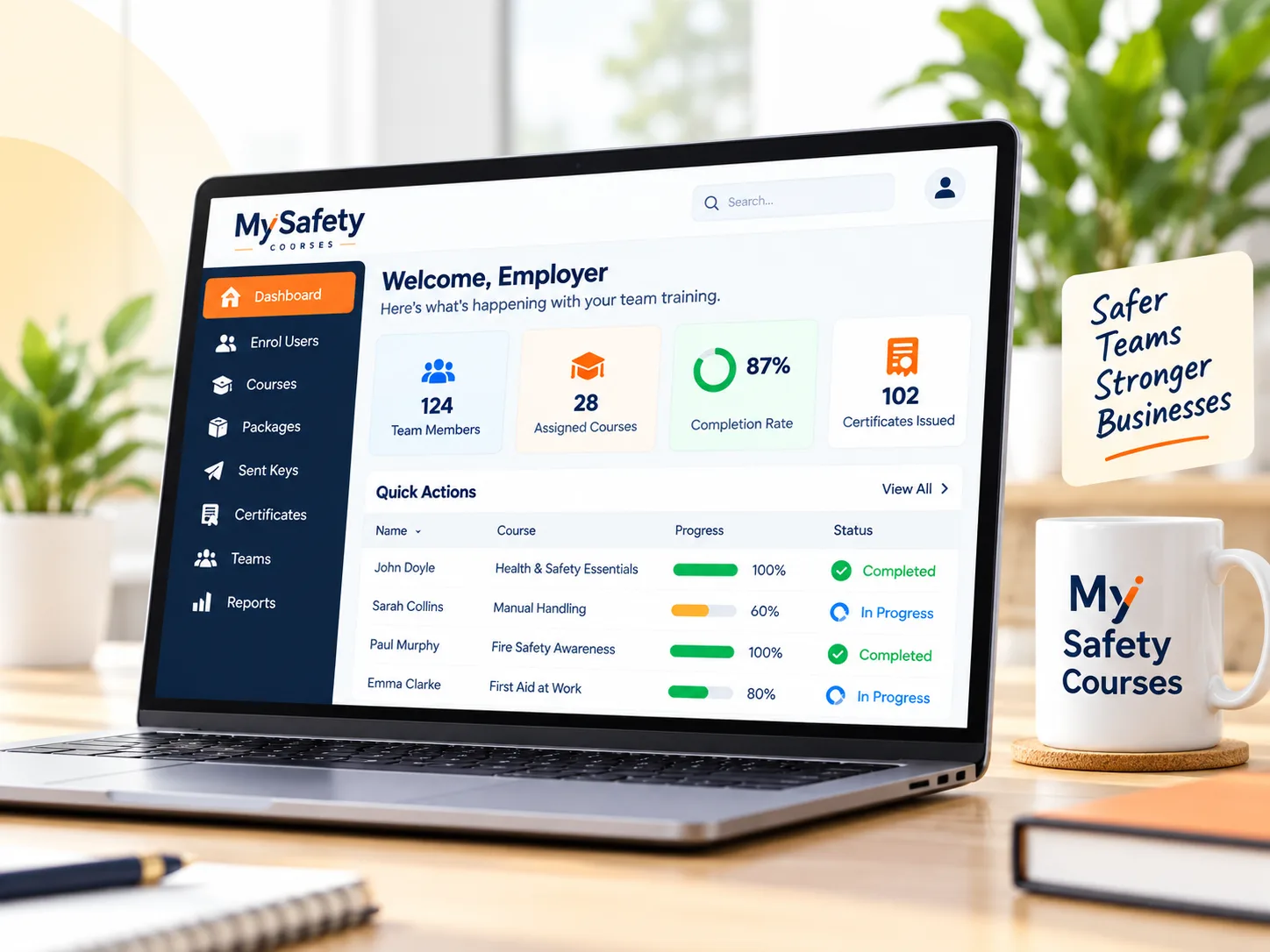 Safety Courses Australia business dashboard on laptop