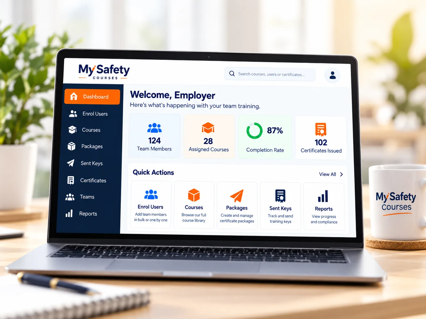 MySafety business training hub dashboard